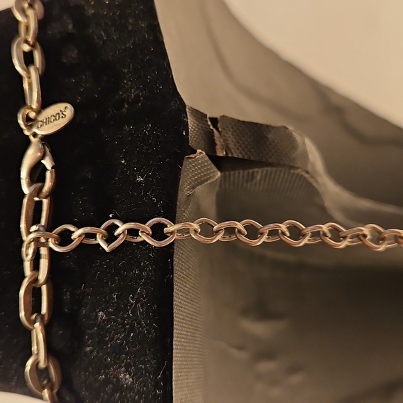 CHICO'S 20" Pewtertone and Gold Cut Crystals & Pewtertone Beaded Necklace - Picture 5 of 9